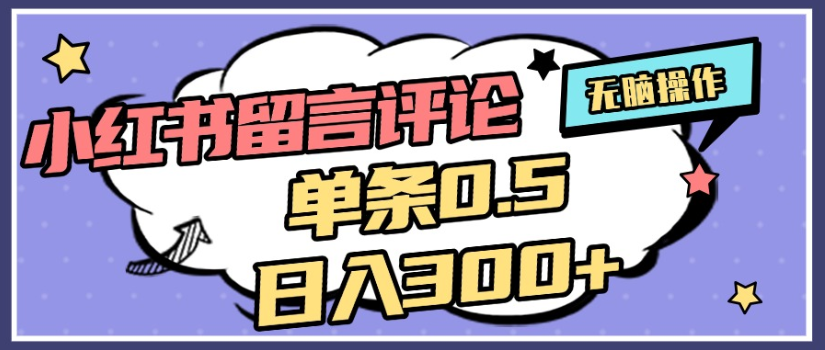 2025年最新小红书评论单条0.5元,日入300+,无上限,详细操作流程-维客创业网