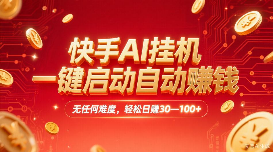 快手AI,一键启动自动赚钱 无任何难度,轻松一天30—100+-维客创业网