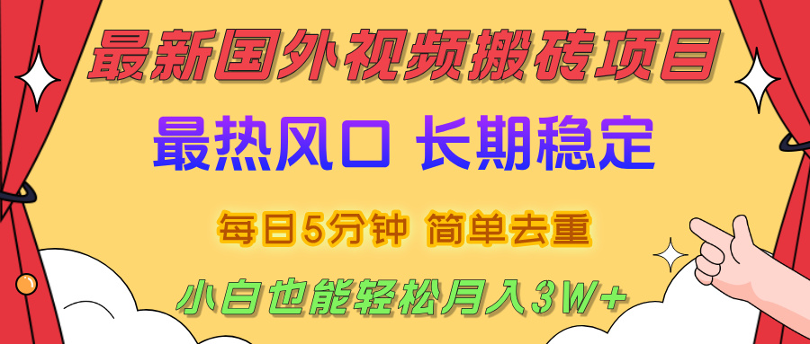 2025最新热门风口,国外视频搬砖项目,剪辑简单去重,小白也能轻松月入3W+-维客创业网