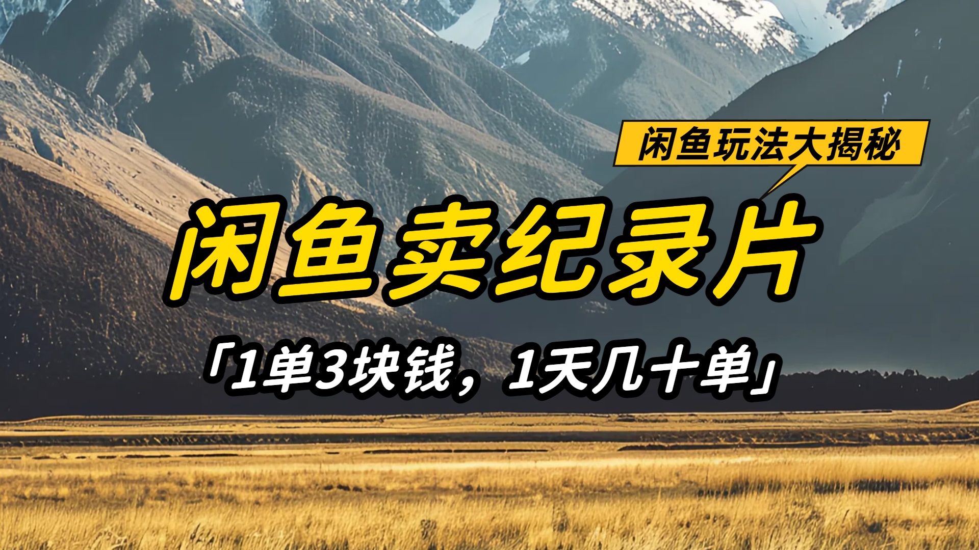 闲鱼卖纪录片1单3块钱，1天几十单，项目稳定有潜力-维客创业网